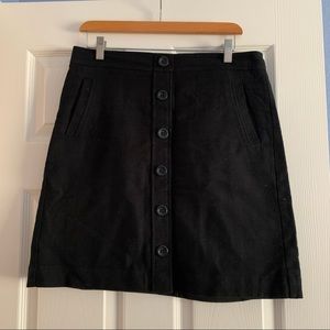Ann Taylor Black Textured Skirt with Front Buttons